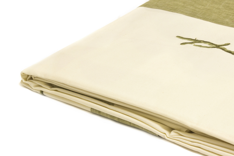 lenzuola lino beige verde